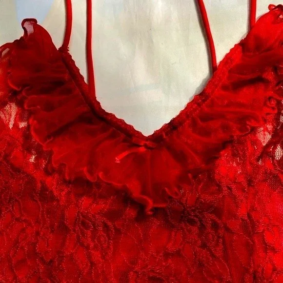 VTG Cinema Etoile Seductive Wear Baby Doll Sheer Sexy Red Nylon Nightgown - Picture 8 of 13